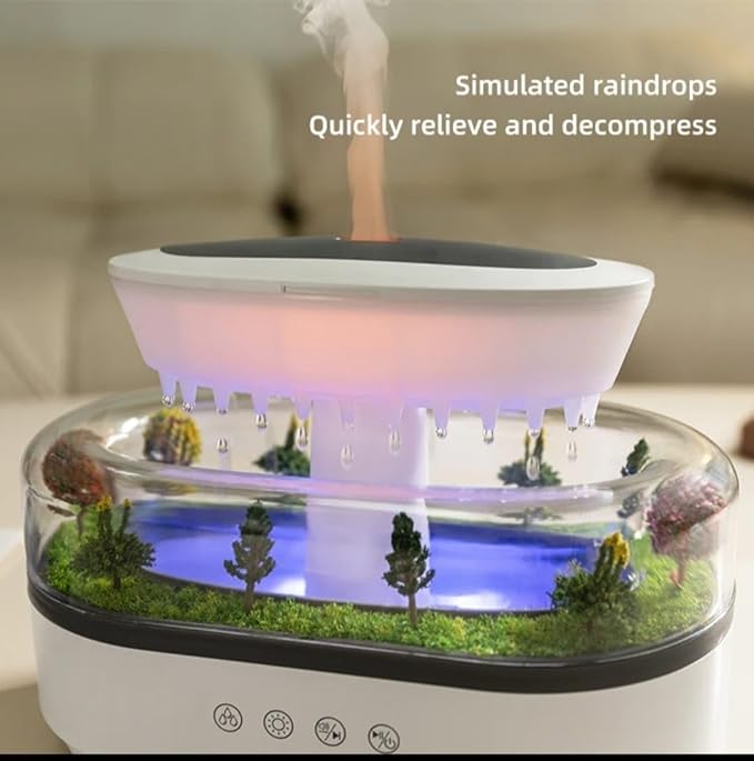 Raindrop Air Humidifier Colorful Light White Noise Essential Oil Diffuser