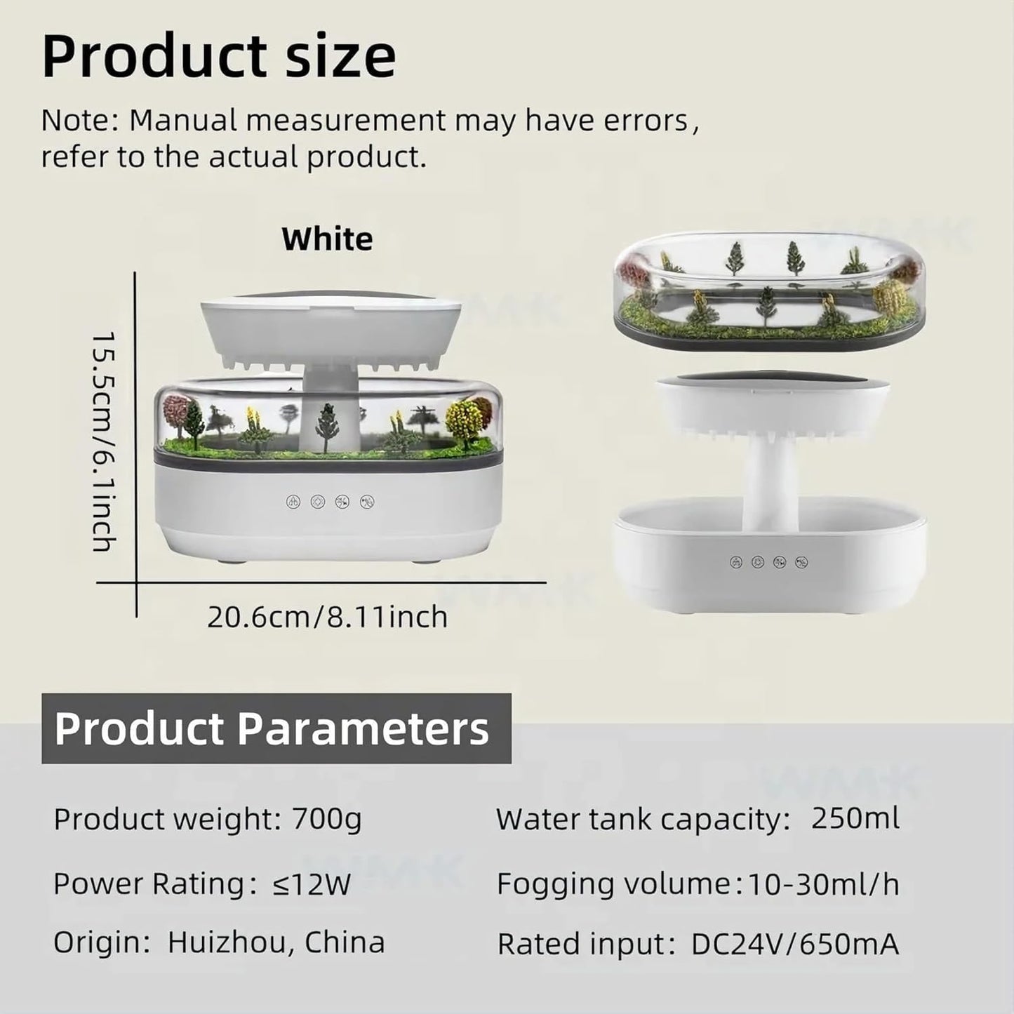 Raindrop Air Humidifier Colorful Light White Noise Essential Oil Diffuser