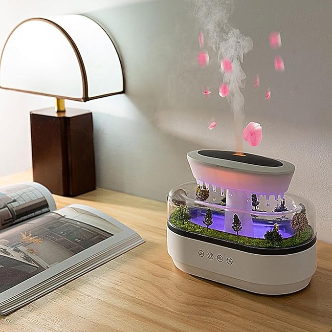 Raindrop Air Humidifier Colorful Light White Noise Essential Oil Diffuser