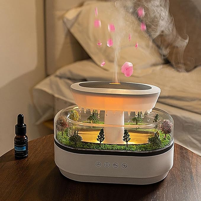 Raindrop Air Humidifier Colorful Light White Noise Essential Oil Diffuser
