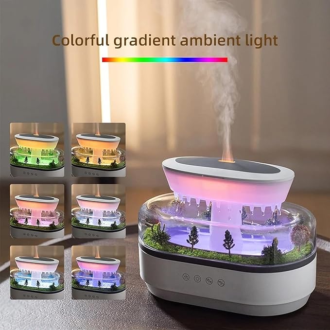 Raindrop Air Humidifier Colorful Light White Noise Essential Oil Diffuser