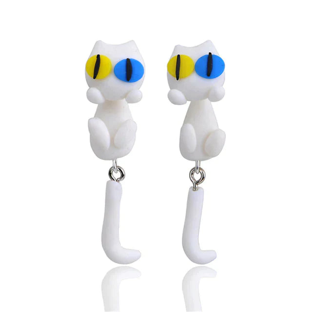 New Fashion Handmade Cartoon 3D Polymer Clay Animal Earrings Women Cute Cat Stud Earring Ear Stud Jewelry Girls