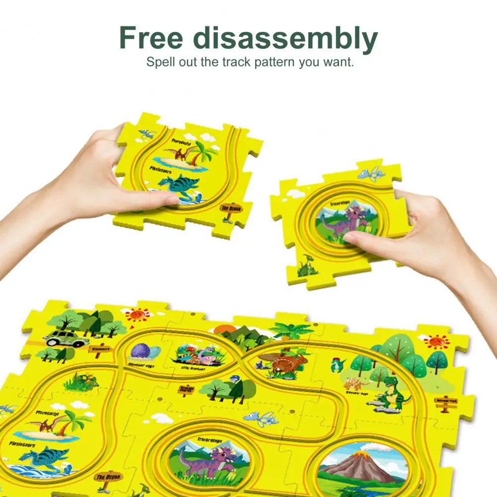 Rail Car Puzzel Toy DIY Assemble Jigsaw Flexible Railway Track Parent-child Interaction Toy Electric Track Car