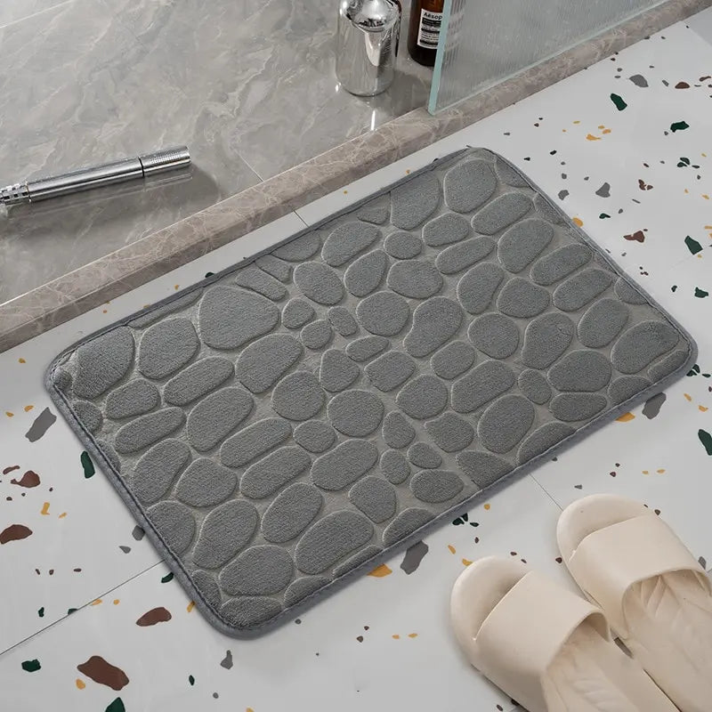 Foot Mat Coral Fleece Floor Mat Household Memory Foam Embroidered Bathroom Thickened Absorbent Floor Mat Door