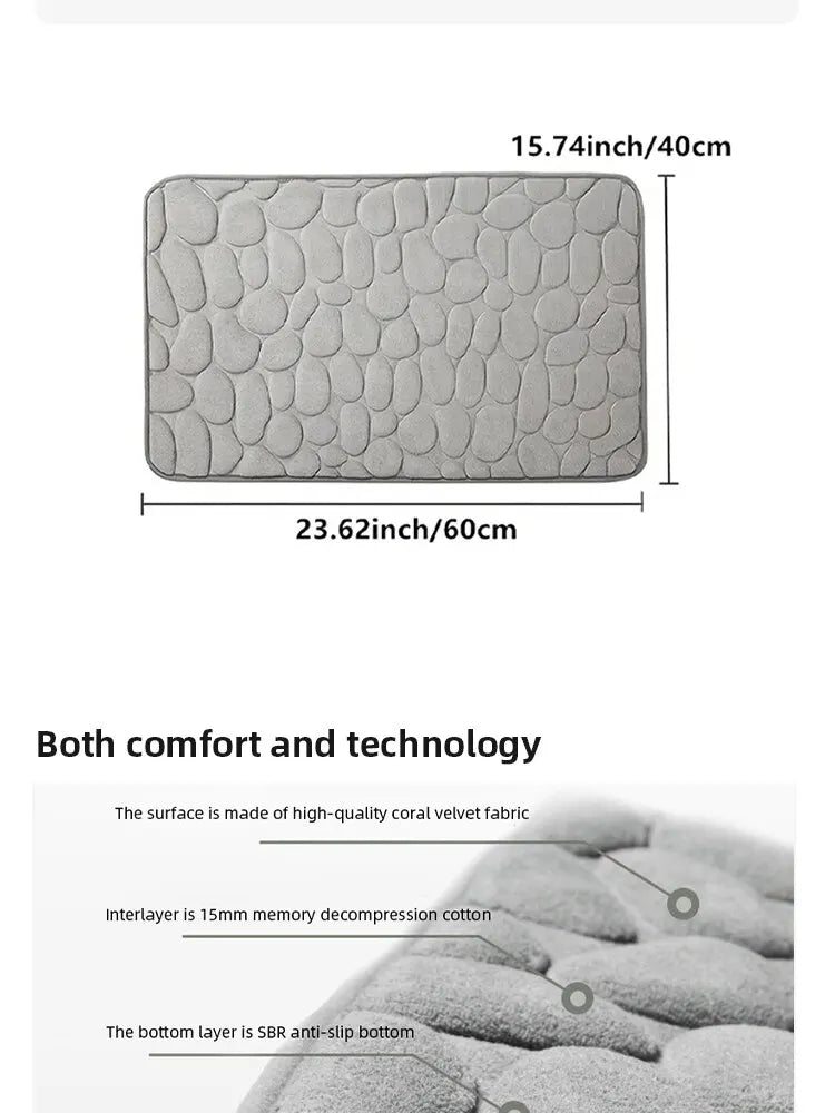 Foot Mat Coral Fleece Floor Mat Household Memory Foam Embroidered Bathroom Thickened Absorbent Floor Mat Door