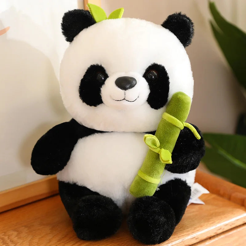 Cute Bamboo Tube Panda Plush Kawaii Tearful Panda Stuffed Animal Plushie Super Soft Hugging Pillow