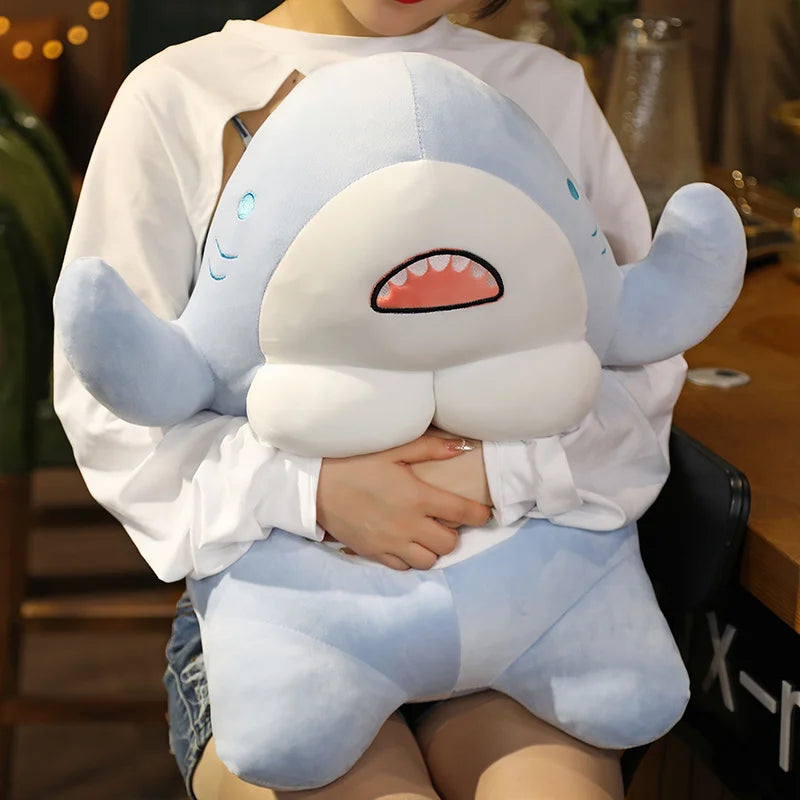 Muscle Shark Plush Toy Japanese Style Funny Shark Plushies Hug Pillow Full Stuffed Doll Home Decor Gift Doll