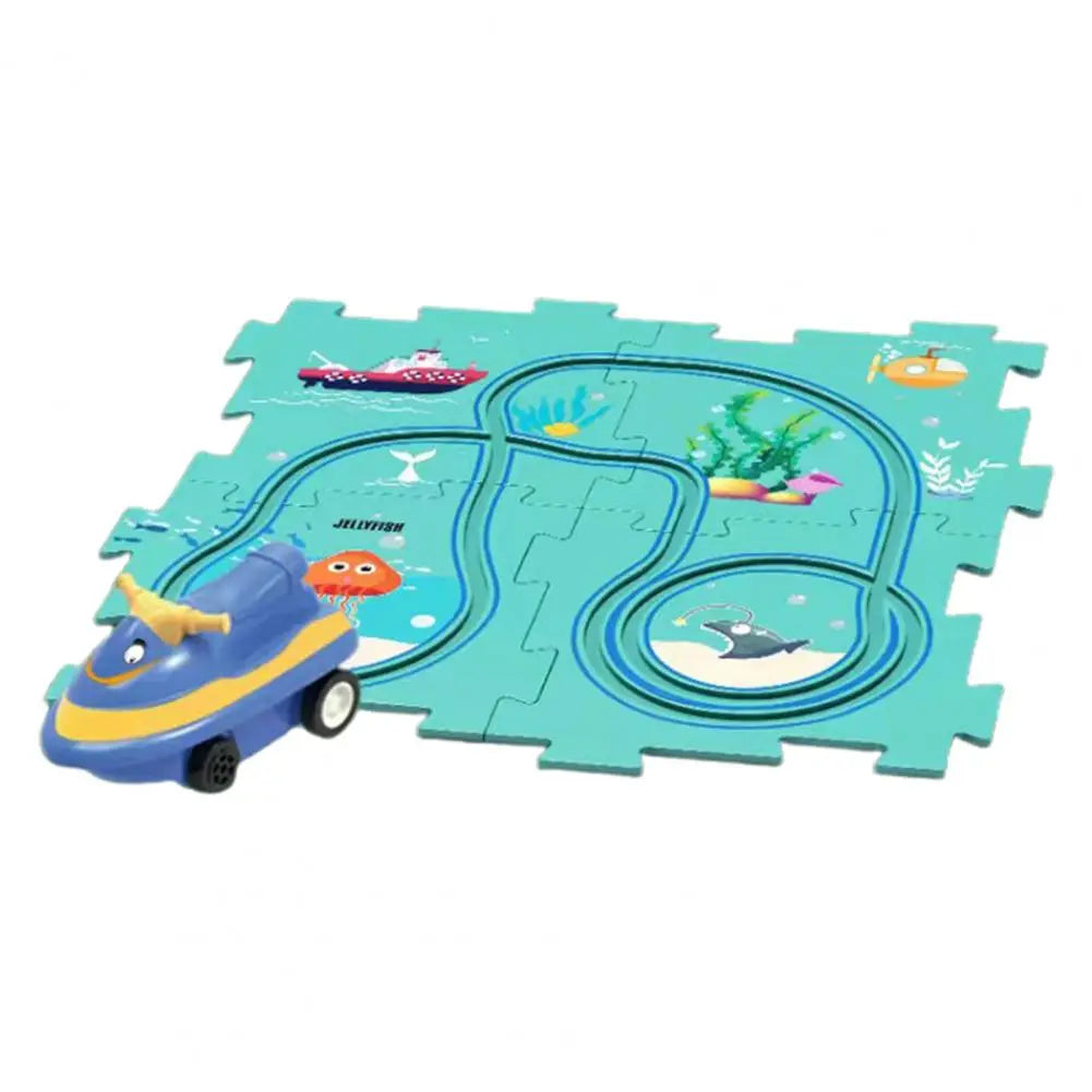 Rail Car Puzzel Toy DIY Assemble Jigsaw Flexible Railway Track Parent-child Interaction Toy Electric Track Car