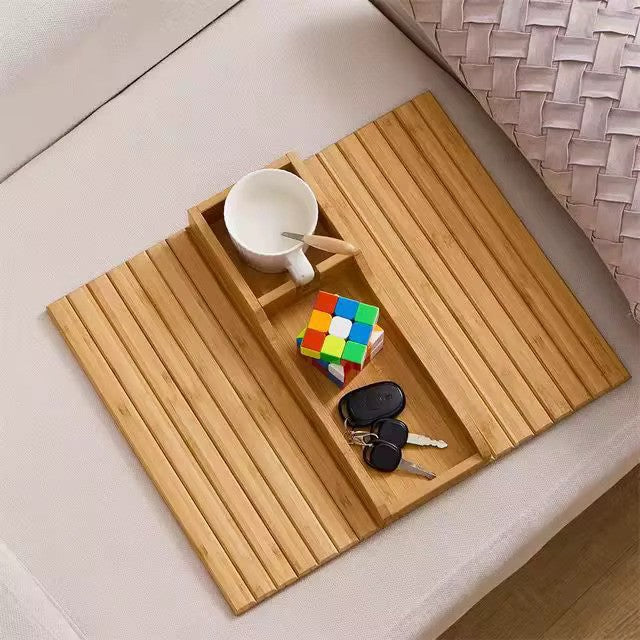 Couch Cup Holder Natural Anti-Slip Bamboo Sofa Armrest