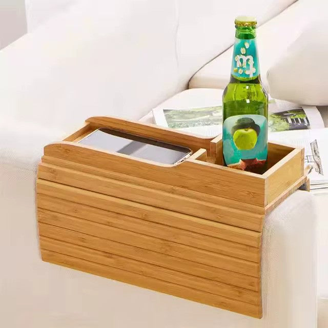 Couch Cup Holder Natural Anti-Slip Bamboo Sofa Armrest