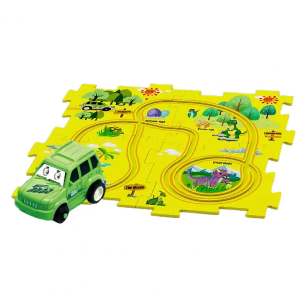 Rail Car Puzzel Toy DIY Assemble Jigsaw Flexible Railway Track Parent-child Interaction Toy Electric Track Car