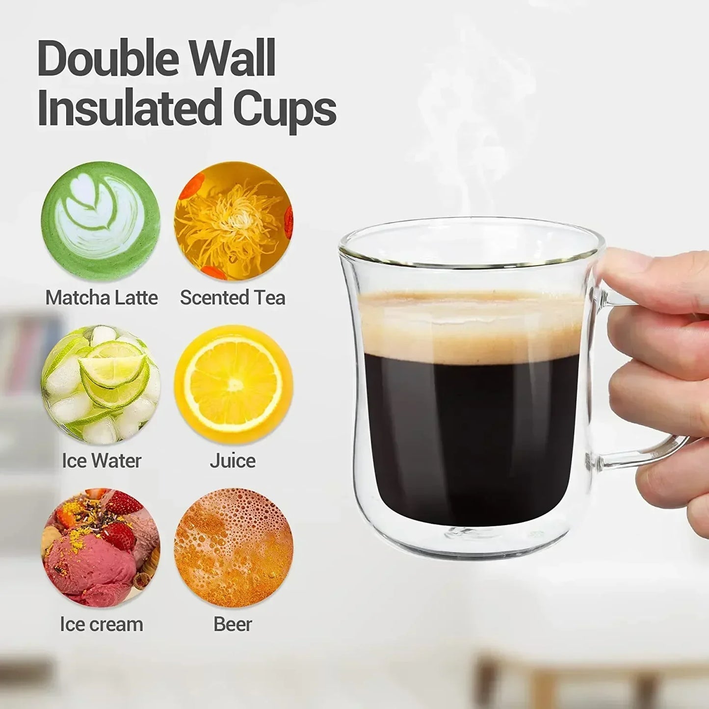 Heat-Resistant Double Wall Glass Cup Beer Coffee Cup Set
