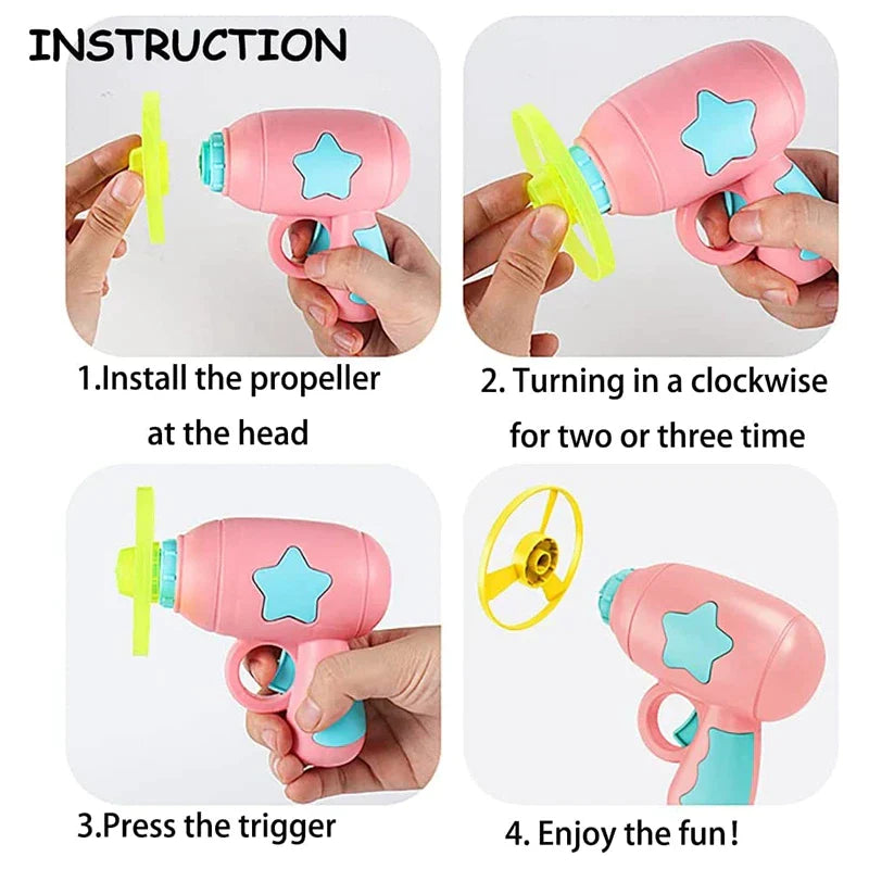 Funny Cat Toy Interactive Flying Saucer Gun Creative Kitten Mini Bamboo-copter Game Toy for Cat