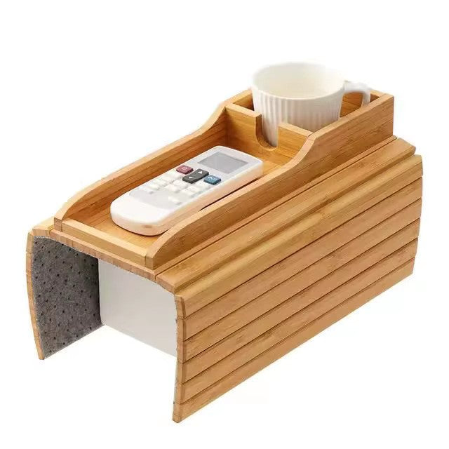 Couch Cup Holder Natural Anti-Slip Bamboo Sofa Armrest