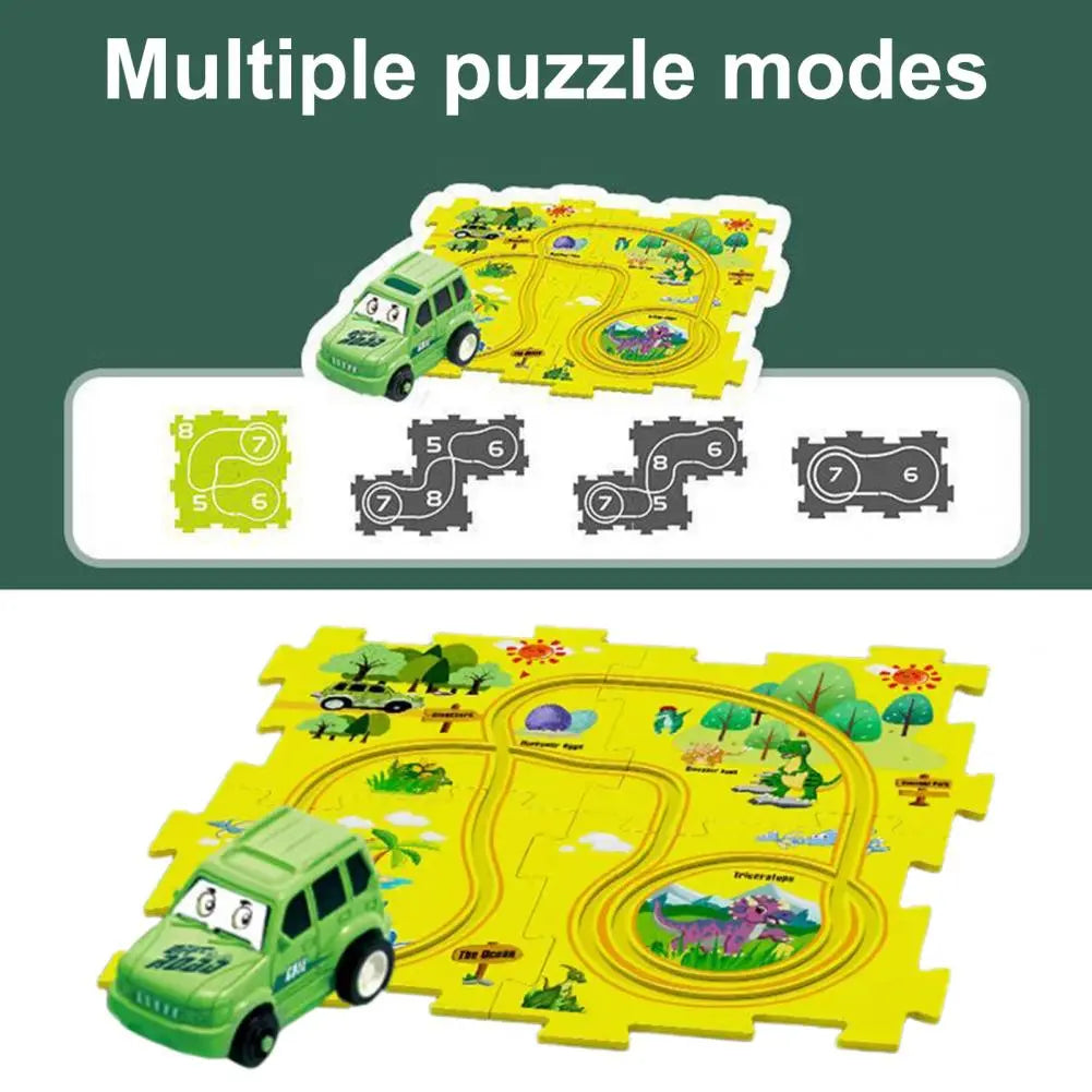 Rail Car Puzzel Toy DIY Assemble Jigsaw Flexible Railway Track Parent-child Interaction Toy Electric Track Car