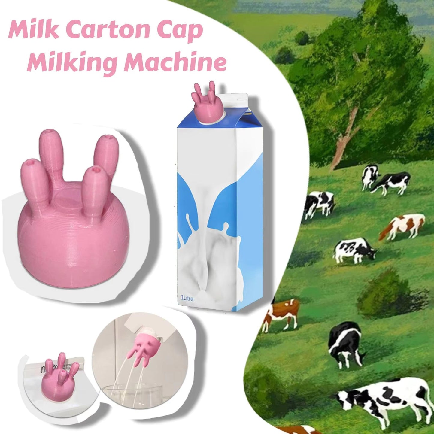 Cow Udder Milk Carton Cap