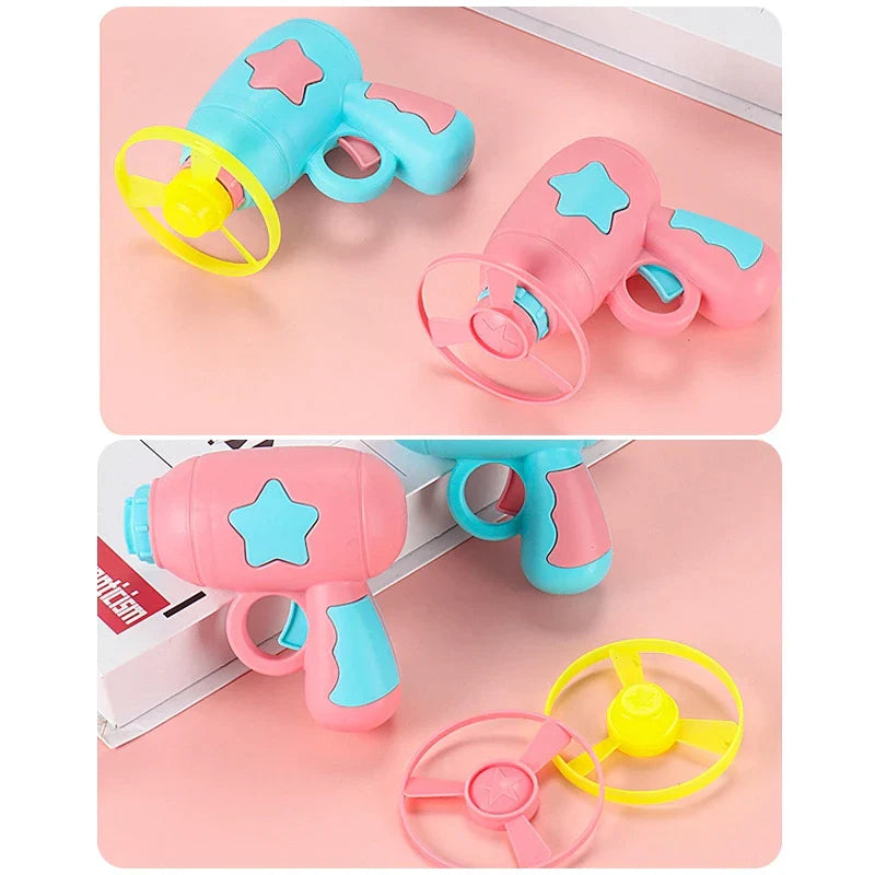 Funny Cat Toy Interactive Flying Saucer Gun Creative Kitten Mini Bamboo-copter Game Toy for Cat