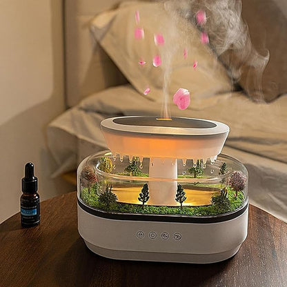 Raindrop Air Humidifier Colorful Light White Noise Essential Oil Diffuser