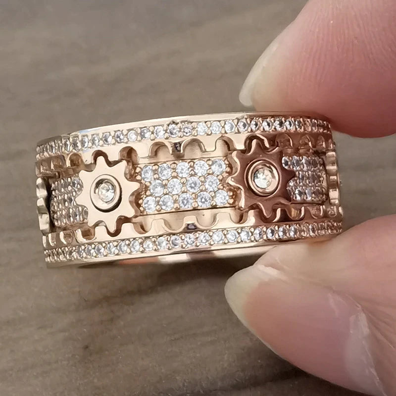 Gear Ring Luxury Rose Gold Silver Color at $24.97 from Truemartin