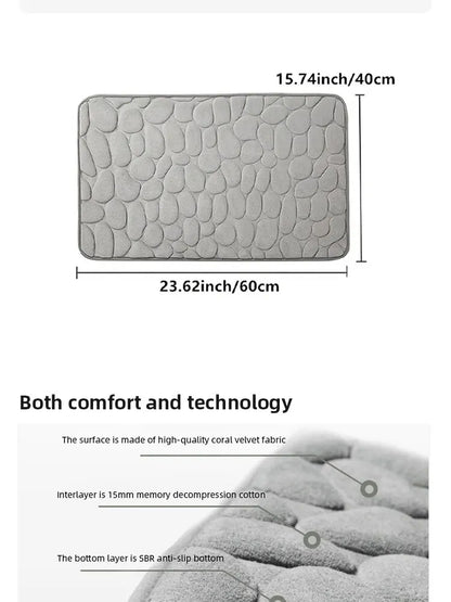 Foot Mat Coral Fleece Floor Mat Household Memory Foam Embroidered Bathroom Thickened Absorbent Floor Mat Door