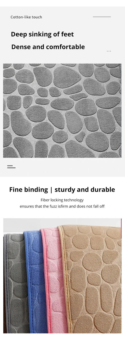 Foot Mat Coral Fleece Floor Mat Household Memory Foam Embroidered Bathroom Thickened Absorbent Floor Mat Door