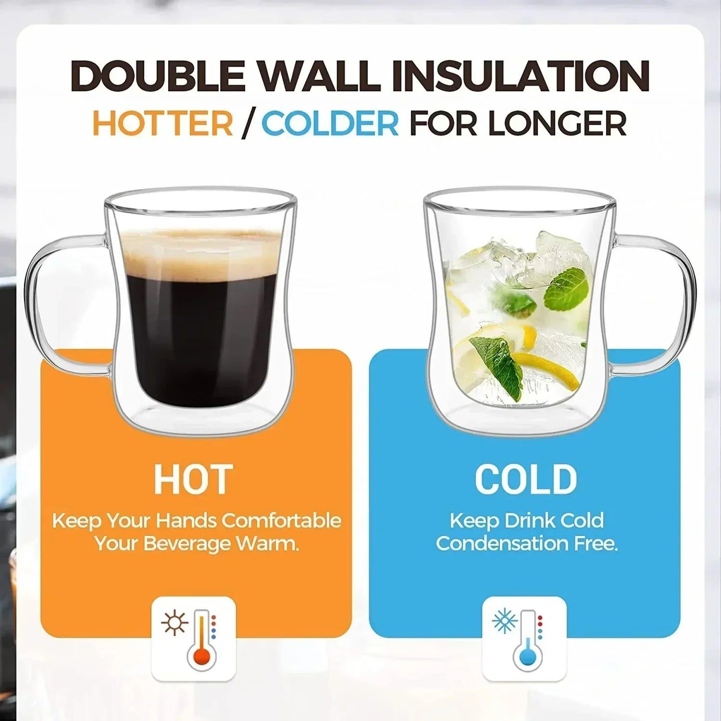 Heat-Resistant Double Wall Glass Cup Beer Coffee Cup Set 