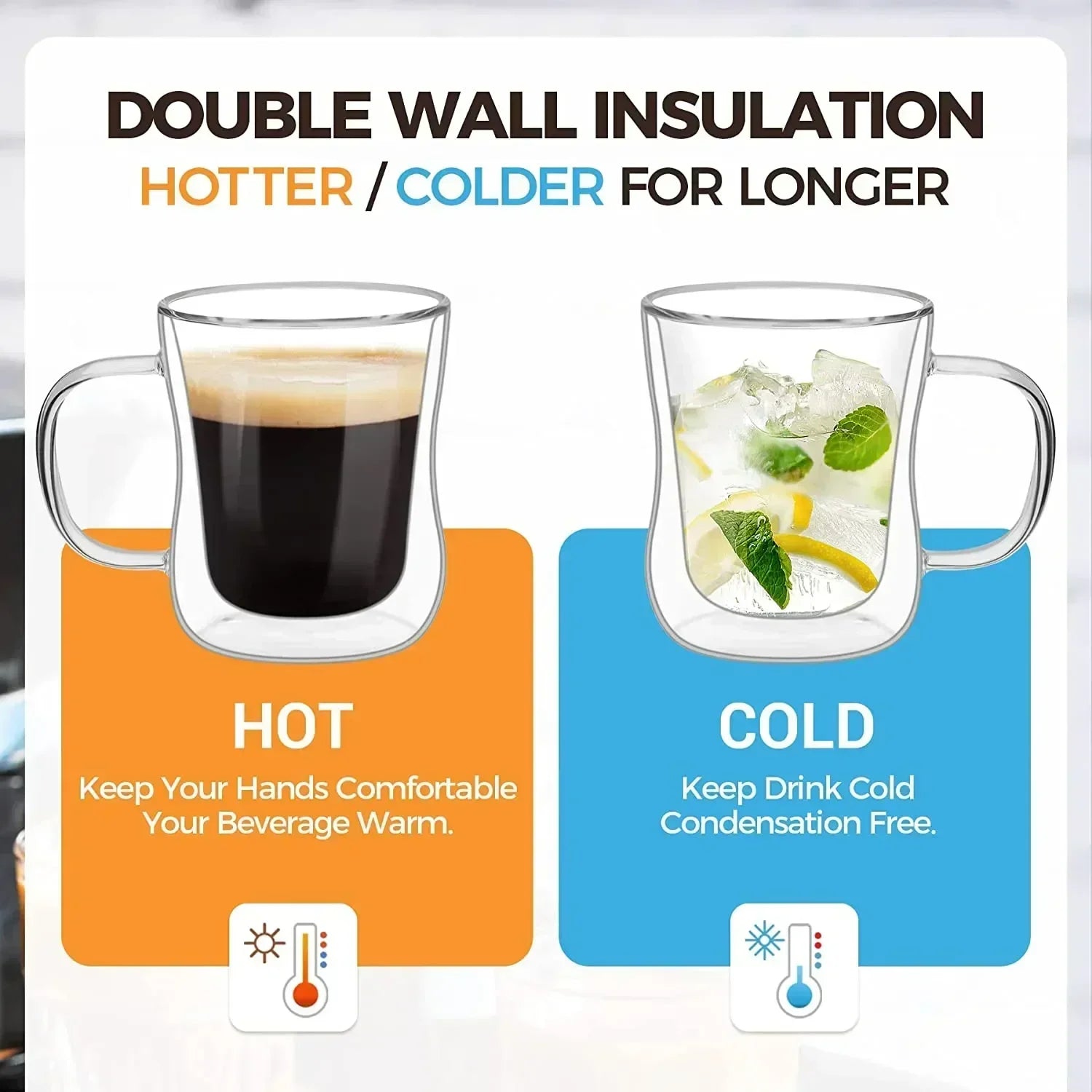 Heat-Resistant Double Wall Glass Cup Beer Coffee Cup Set 