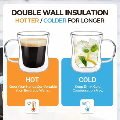 Heat-Resistant Double Wall Glass Cup Beer Coffee Cup Set 