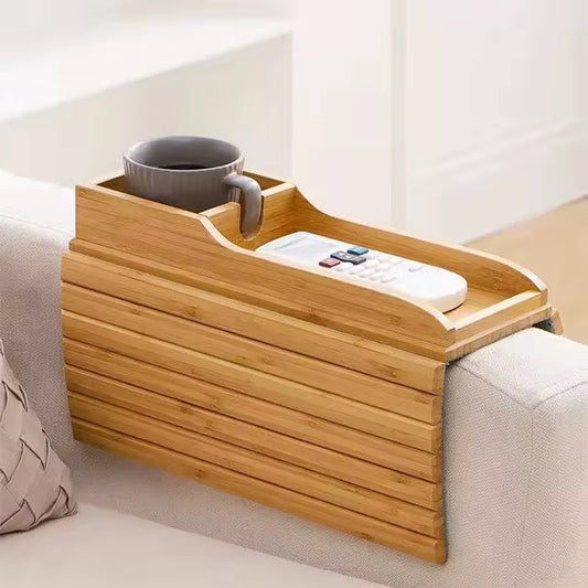 Couch Cup Holder Natural Anti-Slip Bamboo Sofa Armrest
