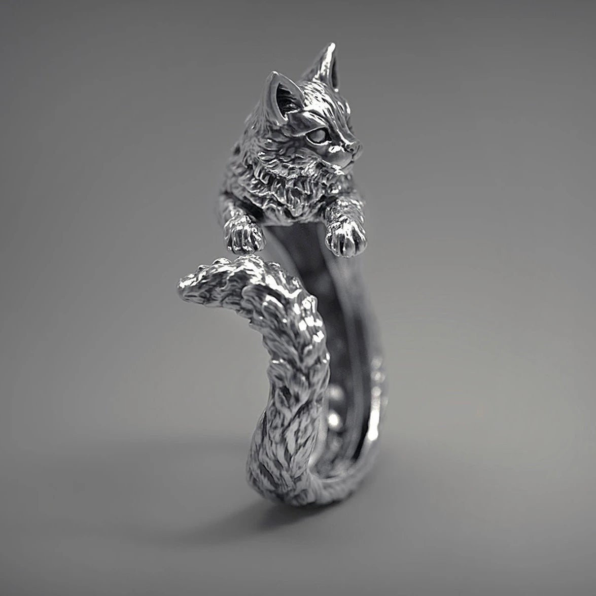 Vintage Silver Color Cat Ring for Men Women at $15.80 from Truemartin